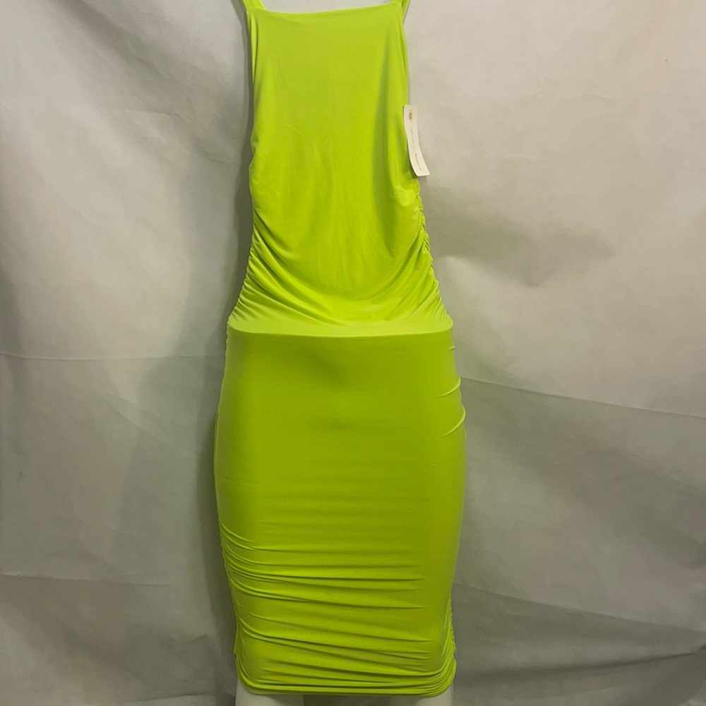 Ruched Bodycon Neon Lights Low Back Dress